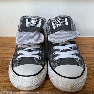 Converse Grey and White Double Tongue, Low-Top Sneakers, Women’s 8